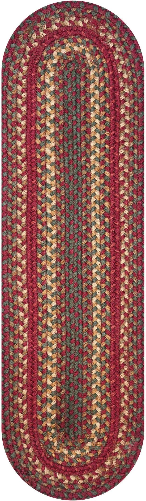 Homespice Cider Barn Jute Braided Table Runner Set of 2-8x28, Oval, Red - Rich Colors, Easy to Clean, Durable and Protects Furniture