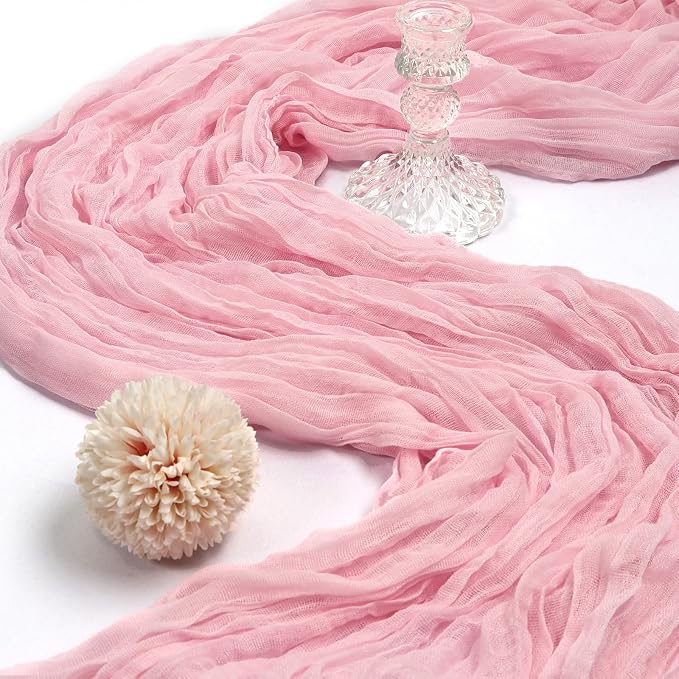 6 Pack 10Ft Pink Cheesecloth Table Runner 23 x 120 Inch | Gauze Rustic Boho - Image 3