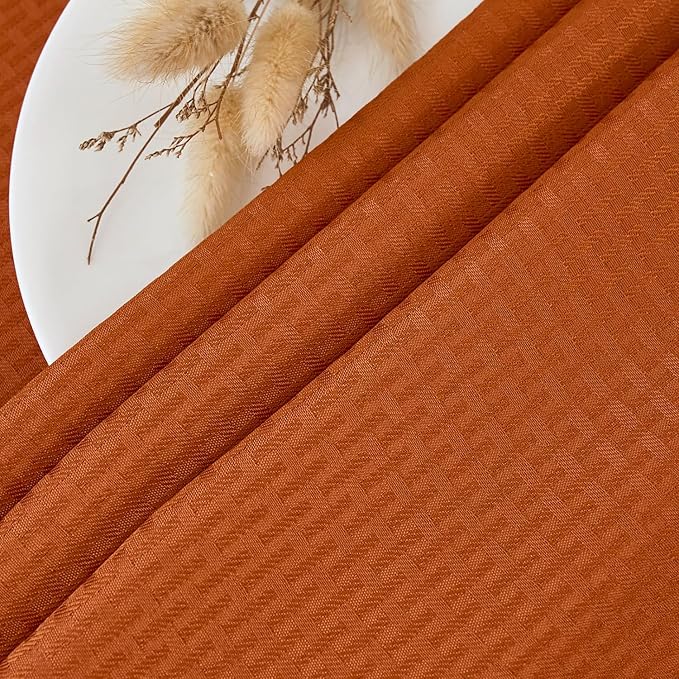 maxmill Weaved Texture Rectangular Tablecloth Water Resistance Antiwrinkle Spillproof Soft Fall Table Cloth for Dining Room, Thanksgiving Parties and Halloween Holiday Dinners, 60 x 108 Inch, Rust