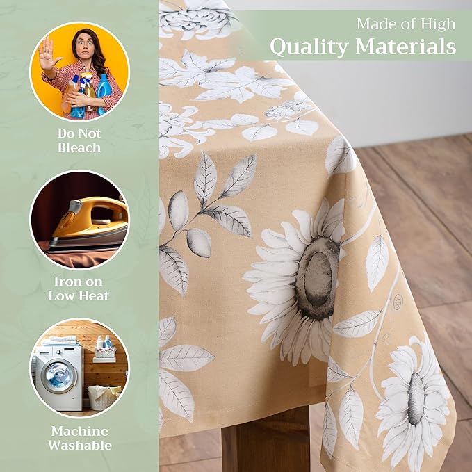 Maison d' Hermine Table Cloth Rectangle Table 100% Cotton 70 x 120 Inches Fall Tablecloth Reusable Everyday Use for Thanksgiving Christmas Decorations Dining Farmhouse Party (Pretty Autumn)