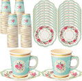 Tioncy 100 Pcs Tea Party Decorations Include 50 Pieces 9 oz Paper Tea Cups by Tioncy