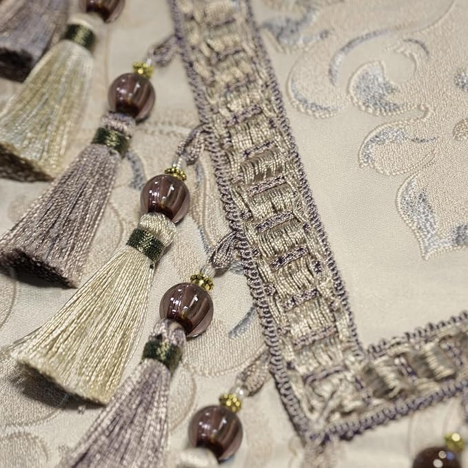 Loom and Mill Luxury Jacquard Table Runner 60 Inches Long, Light Apricot | - Image 4