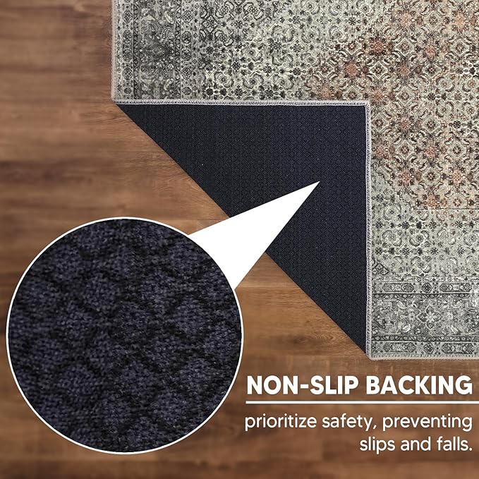 Keen Home Design 3x5 Rug - Machine Washable Entry Rug with Non-Slip Backing, Ideal for Enteryway, Kitchen, Bathroom, Laundry Room - Vintage, Easy Clean, Durable, Low Pile - (3' x 5')
