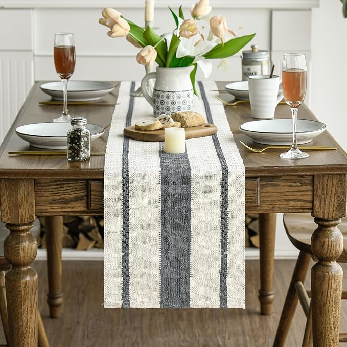 Artoid Mode Dark Green Rustic Woven Table Runner 12x48 Inch | Holiday Farmhouse - Image 2