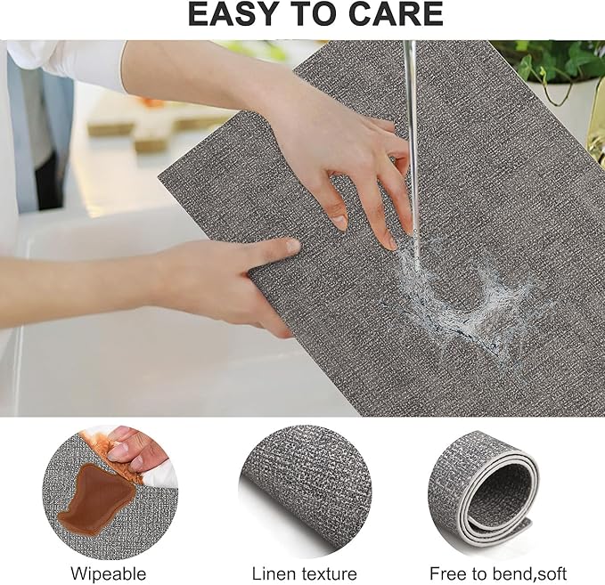 Leather Heat Resistant Placemats Set of 6 Waterproof Wipeable Washable PU Table Mats,Easy to Clean Anti-Slip Place Mats (Smokey Grey, 6)