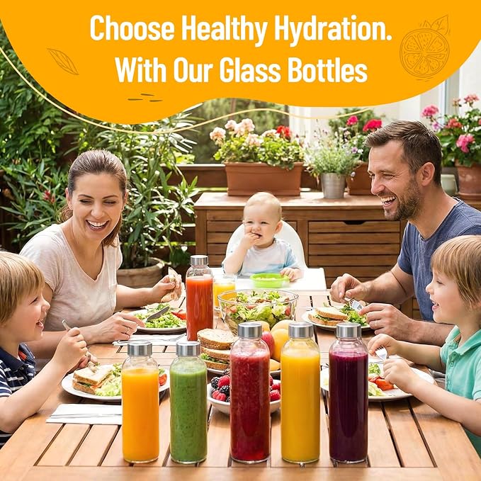 Luxfuel Glass Water Bottles 18 oz, Reusable Glass Bottles - Image 6