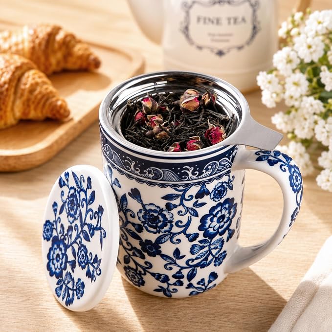 AmorArc Tea Cup With Infuser and Lid, 18oz Loose Leaf Tea Mug With Steeper | - Image 3