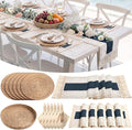 6 Sets Boho Decoration Placemats Round Woven Placemats, Cloth Napkins, Wood by Gandeer