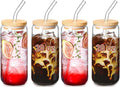 VITEVER 20 OZ Glass Cups with Bamboo Lids and Glass Straw by VITEVER
