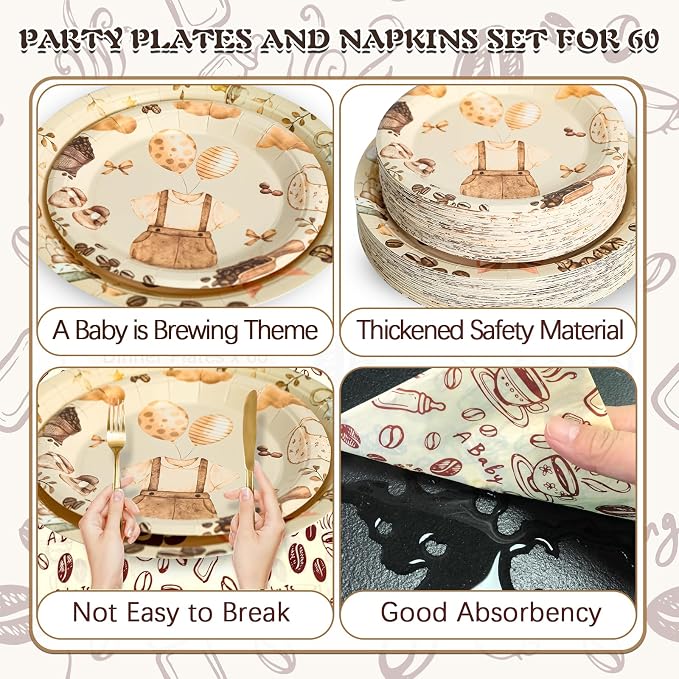 180Pcs Halloween Ghost Party Supplies Paper Plates and Napkins Serve 60 | - Image 3