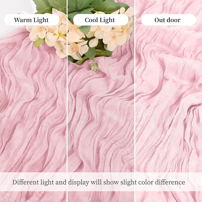 3 Pack Light Pink Cheesecloth Table Runner, 17 x 108 Inch, Gauze Cheese Cloth - Image 6