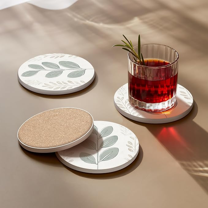 VEYRO Ceramic Coasters Set of 6 – Absorbent Stone Drink Coasters - Image 4