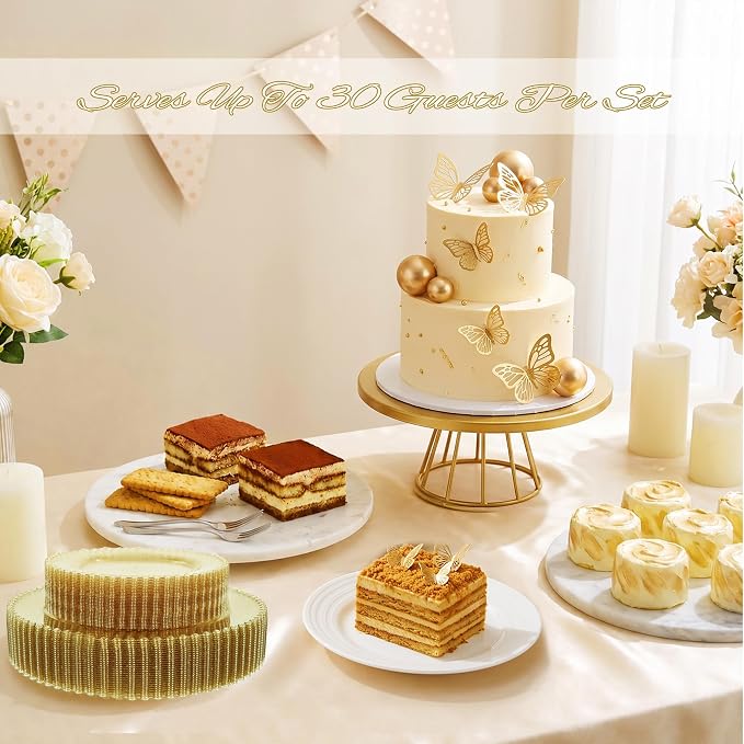 U-QE 60PCS Gold Glitter Plastic Plates, Beaded Plates Disposable Heavy Duty | - Image 9
