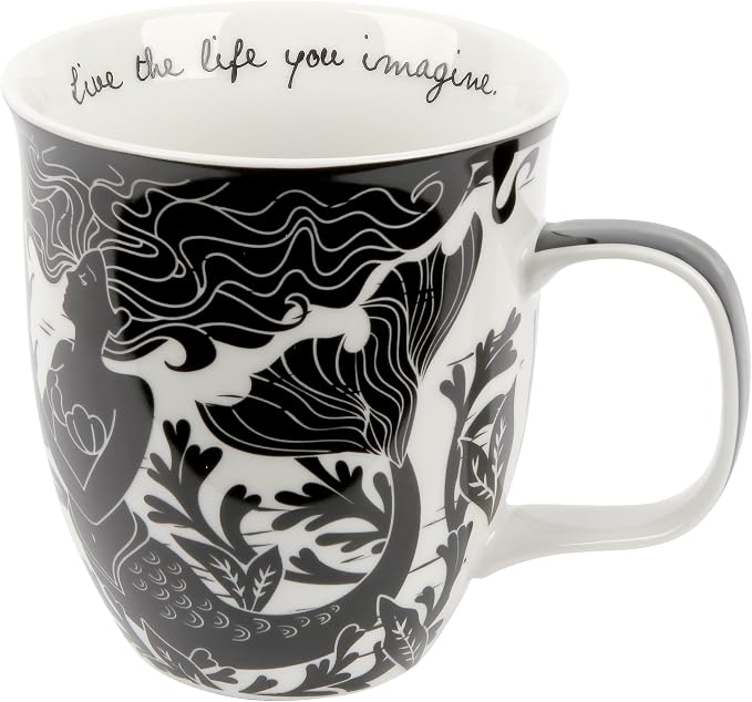 Karma Gifts 14 oz Black and White Boho Mug Mermaid by KarmaGifts