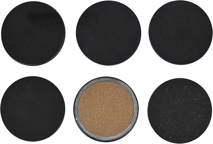 Black Granite Round Stone Coasters Polished Best Granite Stone Coasters with a fine Color and Solid Build Material Set of 4 (Set of 6)