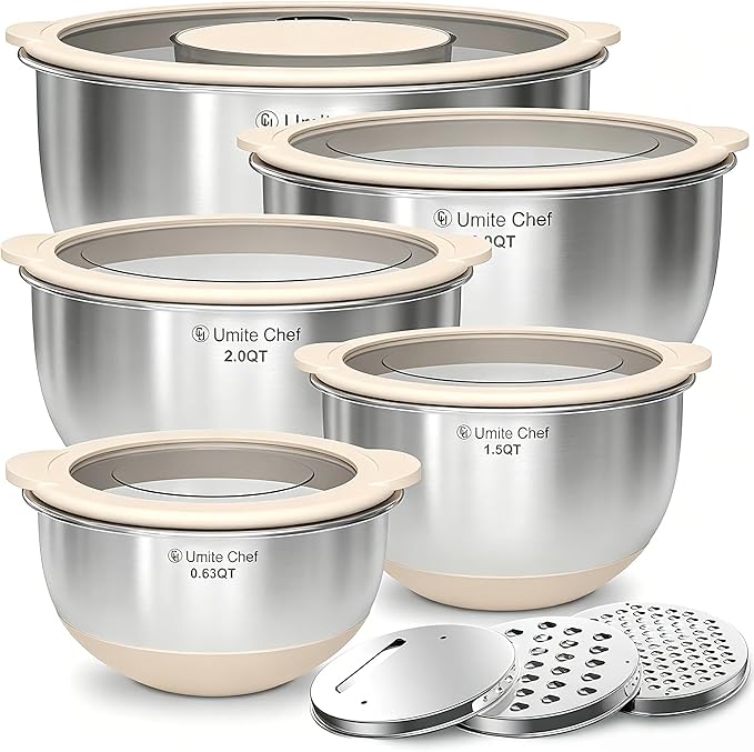 Mixing Bowles Set with Lids Set by UmiteChef