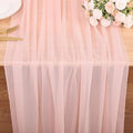 10FT Peach Pink Chiffon Table Runner 30x120 Inches Boho Rustic Sheer Fabric by SAJOO