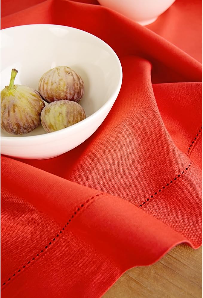 Solino Home Cotton Linen Dining Table Runner Poppy Red Woven, 14 x 120 in | - Image 7