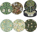 Vintage Floral Art Leather Drinks Coasters by Unknown