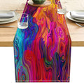 Abstract Table Runner 13x36 Inch Colorful Chaotic Waves Table Runners Table by LXXTK