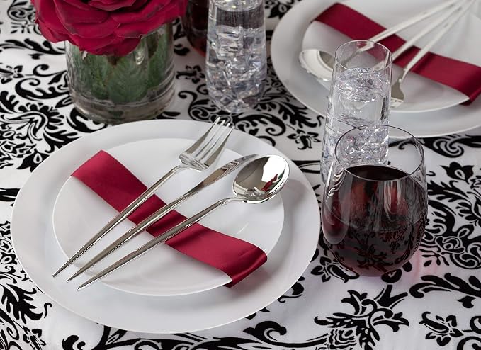 PLASTICPRO White Plastic Design Party Plates Premium heavyweight Elegant 128 - Image 7