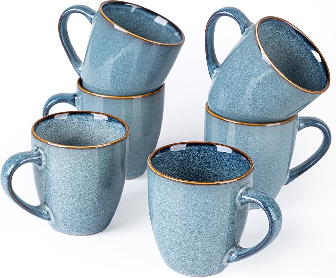 GBhome Ceramic Coffee Mugs Set of 6, 12oz Stoneware Coffee Mugs Set by GBhome