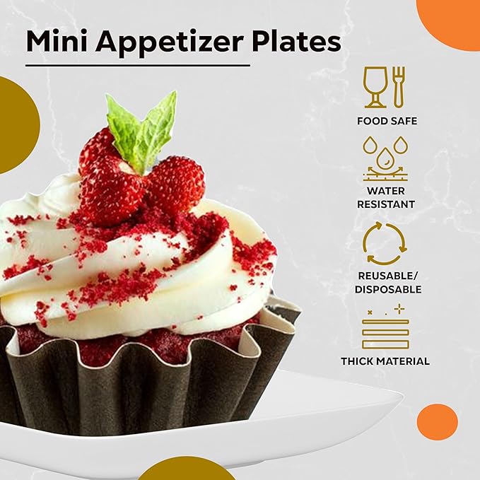 Exquisite Tiny Mini Dessert Plates - 120 Pack 2.4 In. x 2.4 In. White Disposable Appetizer Plates - Small Plastic BPA Free for Weddings