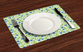 Ambesonne Fruits Place Mats Set of 4, Flowering Blueberry Blossoms Vivid Leaf Branches Nature Plants Design, Washable Fabric Placemats for Dining Table, Standard Size, Violet Blue Lime Green