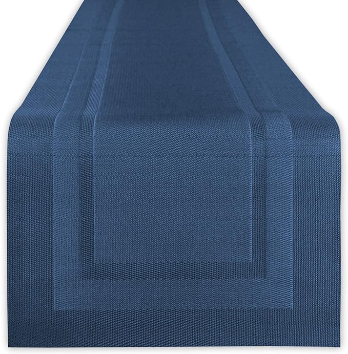 DII PVC Tabletop Collection Woven Indoor/Outdoor, Table Runner, Nautical Blue by DII