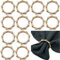 Matte Gold Napkin Rings，Bamboo Napkin Ring Set of 12 by Kintyno