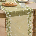 Artoid Mode Daisy Floral Fern Green Shaped Gauze Embroidery Table Runner 120 by ArtoidMode