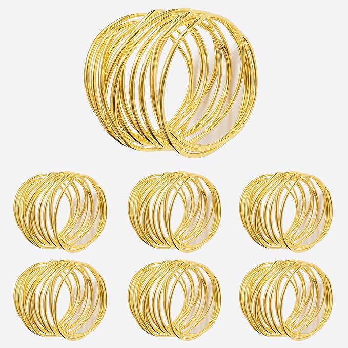 6 PCS Gold Metal Napkin Rings by Unknown
