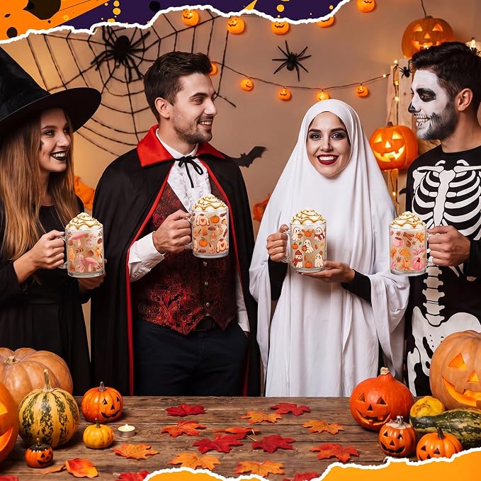 Tioncy 4 Pcs Halloween Coffee Mugs 12 oz Ghost Glass Cups - Image 5