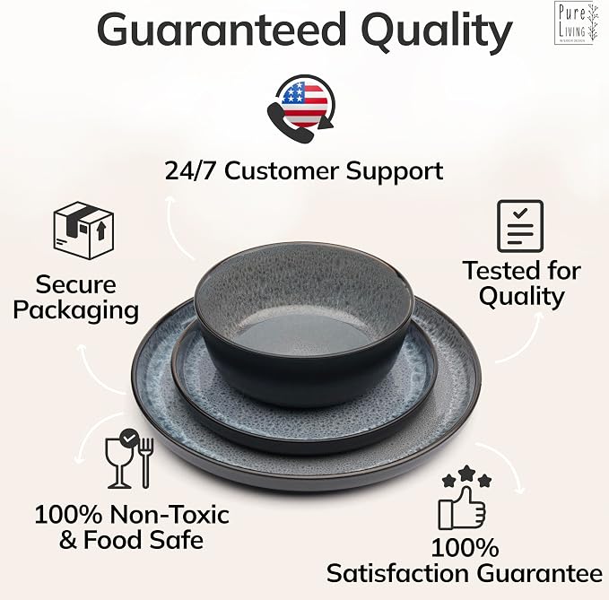 12 Piece Stoneware Dinnerware Set - Image 8