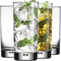 Home Essentials & Beyond Highball Glasses set of 4, 17 oz Drinking Glasses, Red Series Heavy Bubble Base