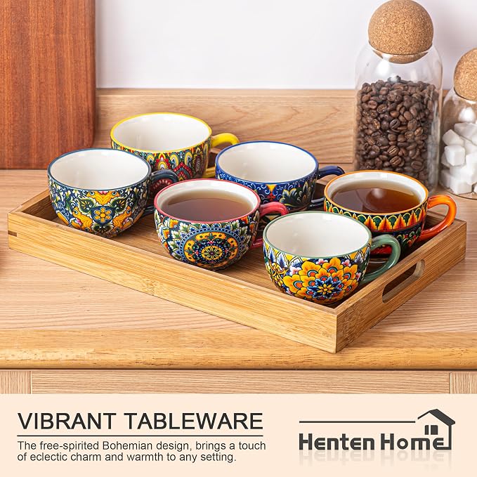 Henten Home Ceramic 8.5 oz Coffee Cups, Latte Cup - Image 4