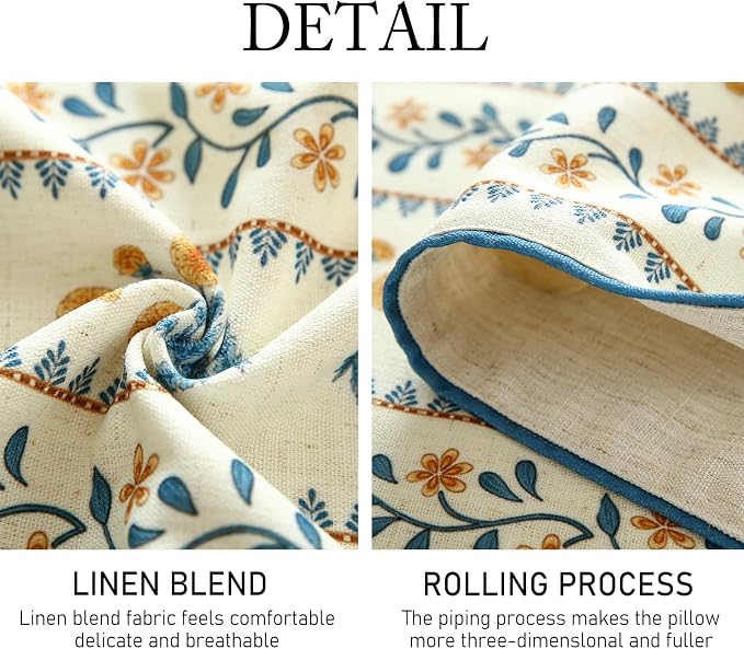Designer French Linen Long Table Runner, Pale Yellow Floral Pattern, Dining - Image 5