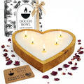 Dough Bowl Candle Co. Rose Candle - 10x10x2 Large Heart Shaped Scented Soy Candles for Women, Valentines Day Decor Gifts for Home, 5 Wick White Decorative Natural Aromatherapy, 30 Hour Burn Time