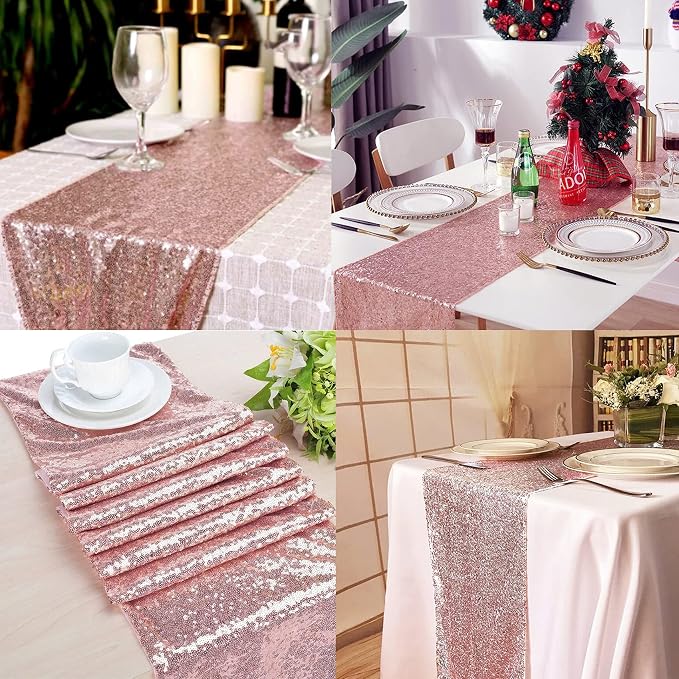 12 Packs 12 X 72 Inch Sequin Table Runner Glitter Dining Table Runner - Image 5