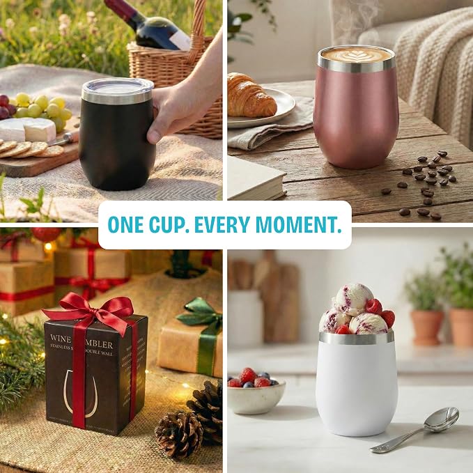 CHILLOUT LIFE 12 oz Stainless Steel Wine Tumblers 4 Pack - Image 9