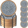 Wood Coasters for Drinks, Eykao Absorbent Coaster Sets of 5, Woven Drink by Eykao