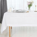 D'Moksha Homes White Linen Tablecloth for Rectangle Tables 60 x 144 Inch - 100% Pure Linen White Table Cloth - Classic Hemstitch, Machine Washable Dining Tablecloth for Valentines, Spring, Easter