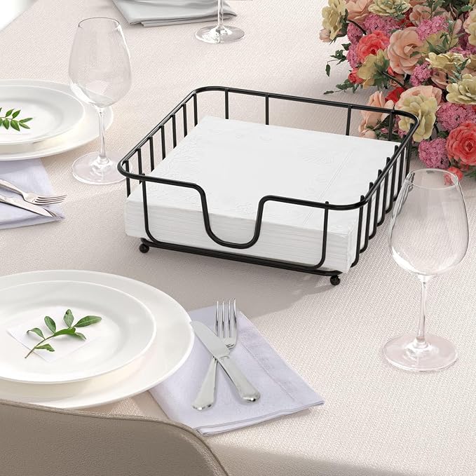 Napkin Holder for Table, Napkin Holders for Paper Napkins, Flat Metal Black - Image 5