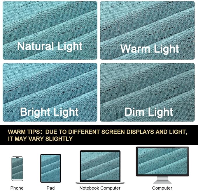 PrinceDeco Primitive Textured Linen 100% Blackout Curtains for Bedroom/Living Room Energy Saving Window Treatment Curtain Drapes, Burlap Fabric with White Thermal Insulated Liner (52 x 54 Inch, Teal)