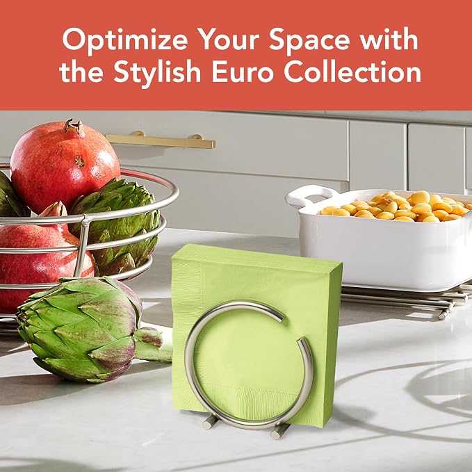 Spectrum Diversified Euro Round Napkin Holder, Satin Nickel, Model Number: 50278 - Image 2