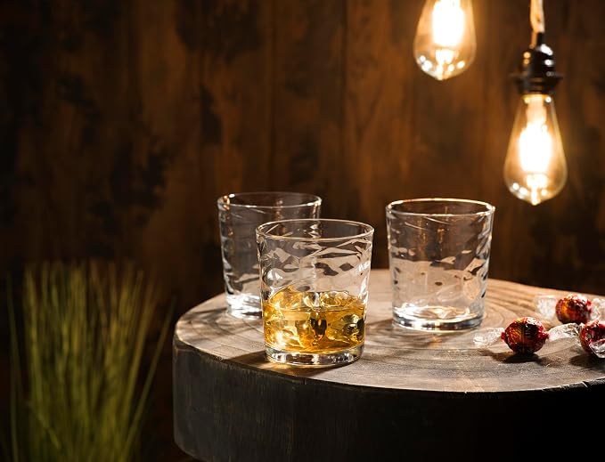 Glaver's Whiskey Glasses Set of 6. Hammered Cocktail Glasses, 13oz. Bar - Image 2