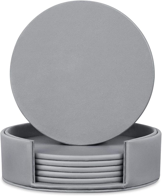 6 Pieces Grey Coasters, Coasters by Hoopoton