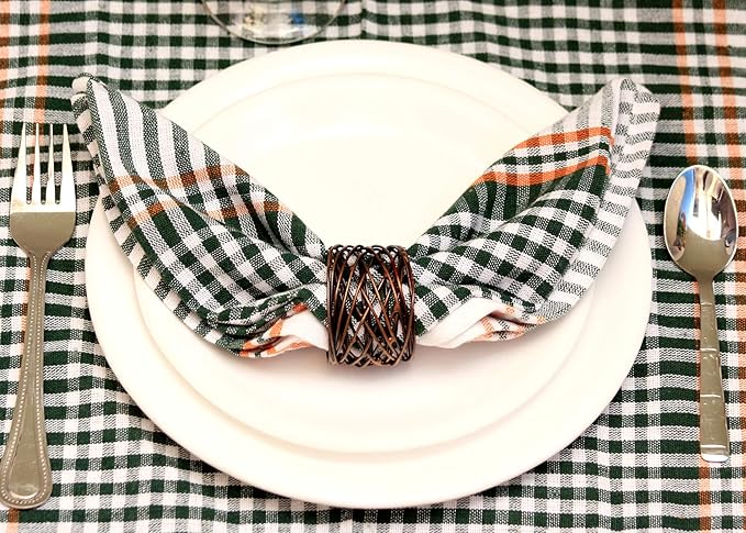 ALPHA Living HOME Heavyduty Napkin Rings - 12-Piece Elegant Mesh Metal Napkin Holders, Serviette Rings for Dining Table, Party Decoration, Weddings - Vintage Rustic Farmhouse Table Decor (Bronze)