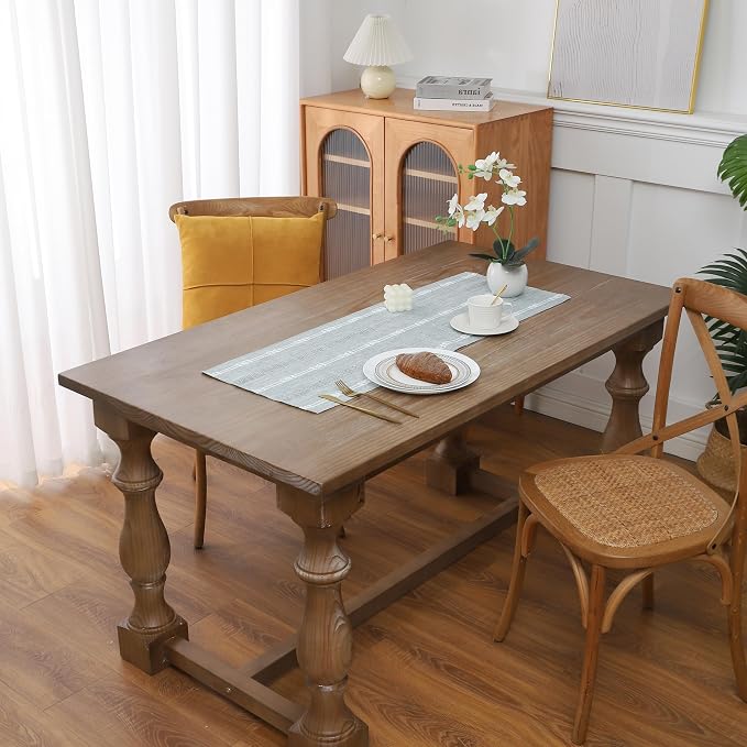 Gernaice 2PCS Boho Table Runner, Embroidered Cotton Linen Farmhouse Table - Image 2