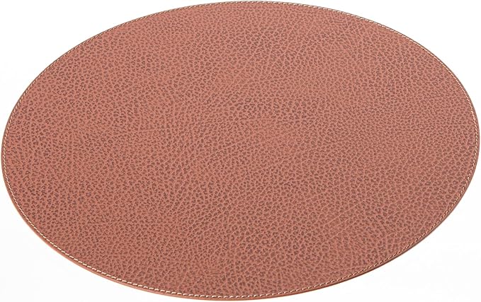 Nikalaz Round Placemats Set (Pack of 4) Recycled Leather Table Mats 15 inches, Kitchen Dining Table Decor by Nikalaz (Dirty Brown)